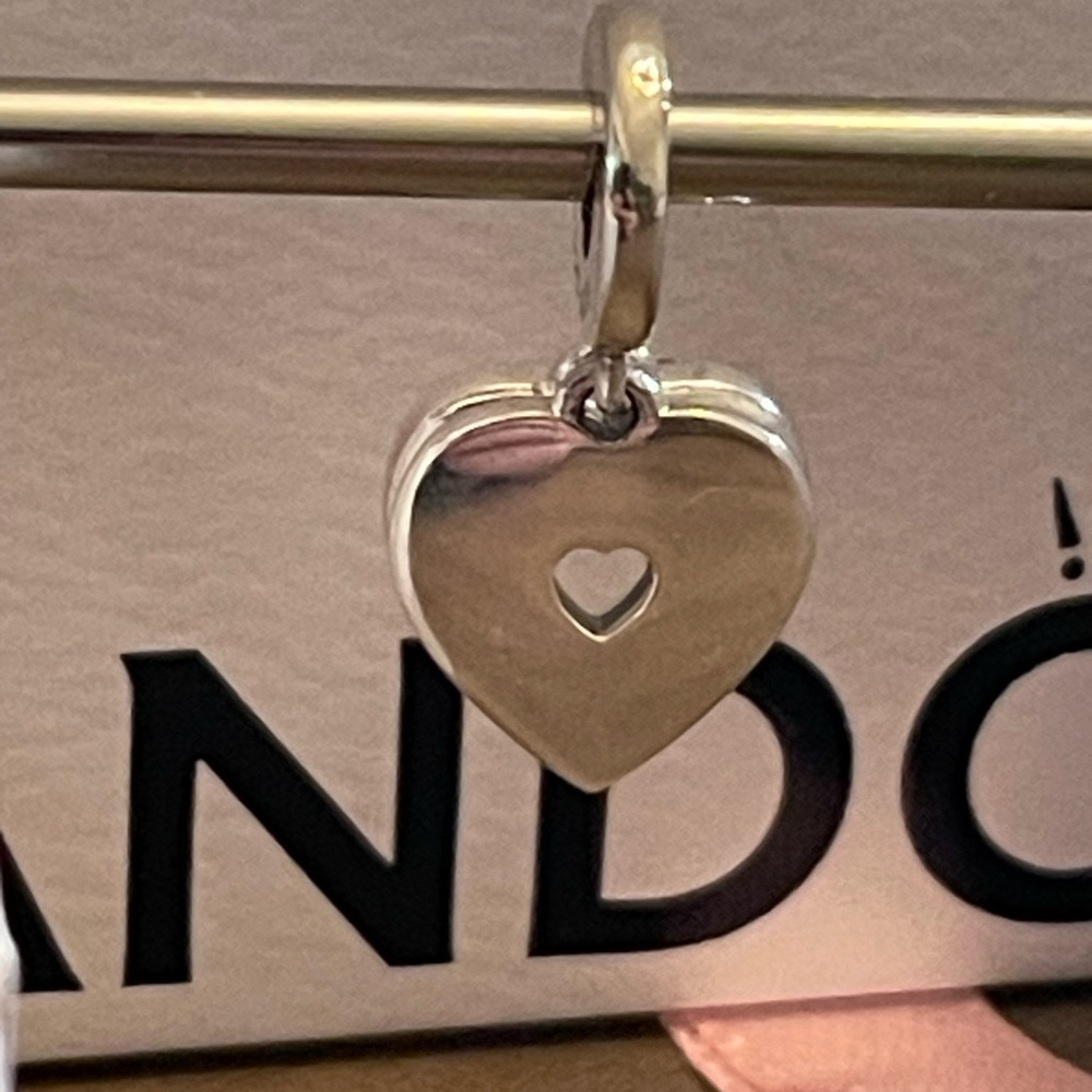 Nib Pearlescent White Heart Double Dangle Charm M… - image 3